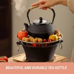 Itopfox Small Cast Iron Teapot With Stainless Steel Infuser For Loose Leaf Tea & Coffee, Stovetop Safe, Enamel Interior, Japanese Style, Black -Itopfox Shop GUEST 254a8f35 f54f 4e9b 9cd6 051885c30cfd