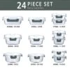 Itopfox 24-Piece Glass Food Storage Containers With Snap Locking Lids, Airtight Meal Prep Containers For Microwave, Oven, Freezer & Dishwasher