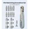 Itopfox 17-in-1 Right Angle Ratcheting Screwdriver Set With Bearing Steel Bits, 36-Tooth Mini Ratchet Wrench, Magnetic Offset ScrewdriveR