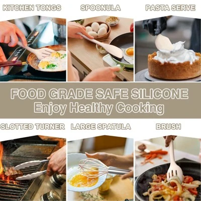 Itopfox 22-Piece Silicone Kitchen Utensil Set, Heat Resistant Cooking Tools With Spatula, Spoon, Whisk, Dishwasher Safe Gadgets For Nonstick Cookware 4 Itopfox 22-Piece Silicone Kitchen Utensil Set, Heat Resistant Cooking Tools With Spatula, Spoon, Whisk, Dishwasher Safe Gadgets For Nonstick Cookware - Image 4