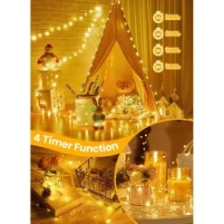 Itopfox Fairy Lights With Remote 200 LED Firefly String Lights For Bedroom Home Wall Ceiling Christmas Tree Wreath Craft Wedding Party Indoor Outdoor