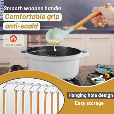 Itopfox 35-Piece Silicone Kitchen Utensil Set With Wooden Handles, Non-Stick Cooking Tools Including Spatula, Spoon, Turner, Tongs, Measuring Cups 6 Itopfox 35-Piece Silicone Kitchen Utensil Set With Wooden Handles, Non-Stick Cooking Tools Including Spatula, Spoon, Turner, Tongs, Measuring Cups - Image 6