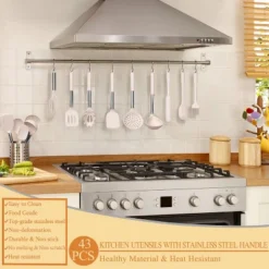 Itopfox Silicone Cooking Utensil Set, 43 PCS Heat Resistant Kitchen Tools With Stainless Steel Handle For Nonstick Cookware, Pots And Pans (Khaki) -Itopfox Shop GUEST 28ebdd9f 9d71 4a81 990a 75012d3c4858