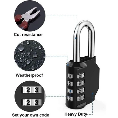 Itopfox Resettable 4-Digit Combination Padlock, Waterproof Heavy Duty Lock For Gym, School, Fence Gate, Toolbox, Employee Locker – 2 Pack 1 Itopfox Resettable 4-Digit Combination Padlock, Waterproof Heavy Duty Lock For Gym, School, Fence Gate, Toolbox, Employee Locker – 2 Pack