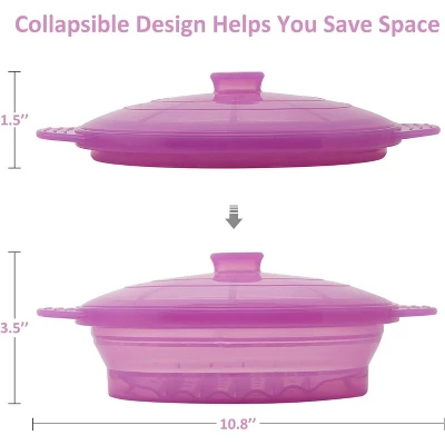 Itopfox Microwave Steamer Cooker Collapsible Bowl With Handle & Lid For Vegetables, Fish, Meal Prep - BPA Free, Dishwasher Safe, Easy Storage, Purple 6 Itopfox Microwave Steamer Cooker Collapsible Bowl With Handle & Lid For Vegetables, Fish, Meal Prep - BPA Free, Dishwasher Safe, Easy Storage, Purple - Image 6