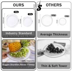 Itopfox Elegant Silver Plastic Dinnerware Set - Disposable Plates, Dessert Plates, Silver Rim Cups & Cutlery For Weddings, Parties - 50 Guest Service