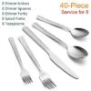 Itopfox Hammered Silverware Set, 40-Piece Stainless Steel Flatware For 8, Includes Dinner Knives, Forks, Spoons, Modern Design, Mirror Polish