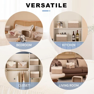 Itopfox 4 Pack Woven Storage Baskets For Organizing Toys, Books, Towels, And Clothes - Durable And Stylish Gift Basket Bins For Shelves 3 Itopfox 4 Pack Woven Storage Baskets For Organizing Toys, Books, Towels, And Clothes - Durable And Stylish Gift Basket Bins For Shelves - Image 3