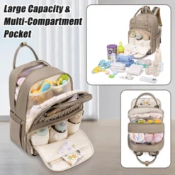 Itopfox Stylish Baby Diaper Backpack With Changing Pad, Waterproof Travel Bag, Stroller Straps, Insulated Pockets, Khaki 11 Itopfox Stylish Baby Diaper Backpack With Changing Pad, Waterproof Travel Bag, Stroller Straps, Insulated Pockets, Khaki -Itopfox Shop GUEST 31408772 4627 4d0d b450 4daaf8168fac