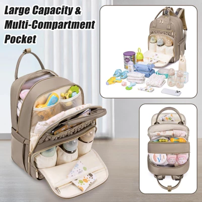 Itopfox Stylish Baby Diaper Backpack With Changing Pad, Waterproof Travel Bag, Stroller Straps, Insulated Pockets, Khaki 5 Itopfox Stylish Baby Diaper Backpack With Changing Pad, Waterproof Travel Bag, Stroller Straps, Insulated Pockets, Khaki - Image 5
