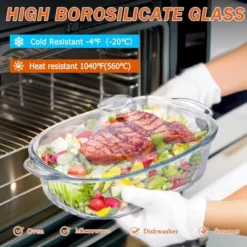 Itopfox 2.8L Glass Casserole Baking Dish With Lid, Large Oval Dish For Oven, Freezer & Microwave, Clear Container -Itopfox Shop GUEST 32080909 10cc 47be a3d9 d4e19c589472