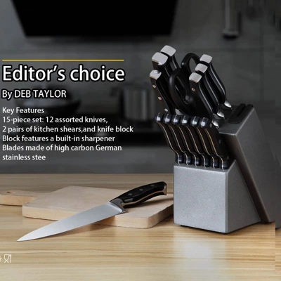 Itopfox German Stainless Steel Kitchen Knife Block Set With Built-in Sharpener - 15-Piece Knife Set For All Cooking Needs 3 Itopfox German Stainless Steel Kitchen Knife Block Set With Built-in Sharpener - 15-Piece Knife Set For All Cooking Needs - Image 3