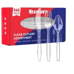 Itopfox 360-Piece Heavy Duty Clear Plastic Silverware Set - Forks, Spoons, Knives Heat Resistant Disposable Utensils For Parties, Events Everyday Use -Itopfox Shop GUEST 32db1e50 ed4f 448e acc6 d85771af604e