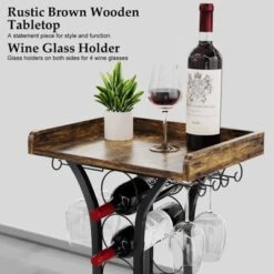 Itopfox Freestanding Wine Rack With Wood Tabletop & Glass Holder, Mini Bar Table For 14 Bottles, Space-Saving Floor Stand For Kitchen, Living Room 12 Itopfox Freestanding Wine Rack With Wood Tabletop & Glass Holder, Mini Bar Table For 14 Bottles, Space-Saving Floor Stand For Kitchen, Living Room -Itopfox Shop GUEST 334c9eb9 7e49 41bb 82b2 a2c33c088448