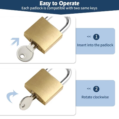 Itopfox 12-Pack Keyed Padlock, Waterproof & Rustproof Solid Brass Lock For Storage Unit, Shed, Garage & Fence Security 2 Itopfox 12-Pack Keyed Padlock, Waterproof & Rustproof Solid Brass Lock For Storage Unit, Shed, Garage & Fence Security - Image 2
