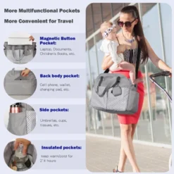 Itopfox Large Tote Diaper Bag For Baby Boys And Girls, Adjustable Shoulder Strap, Multiple Pockets, Waterproof -Itopfox Shop GUEST 350aa4f4 db95 4908 b287 d5a818474f2f