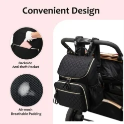 Itopfox Large Capacity Water-Resistant Diaper Backpack With Insulated Pockets, Stroller Buckle, Anti-Theft Design, Green Nylon -Itopfox Shop GUEST 35394c33 dc13 46b2 b373 67a1fcb8a911