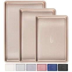 Itopfox Nonstick Cookie Sheet Pan Set Of 3, Heavy Duty Baking Trays With Diamond Texture, Oven Safe For Even Baking, Elegant Champagne Gold Finish -Itopfox Shop GUEST 35e19db5 2ae1 4bee a53f 0b0de38f2e87