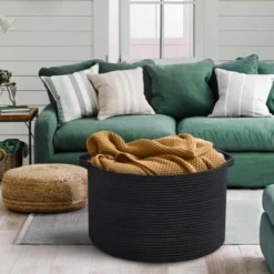 Itopfox Large Woven Rope Storage Basket For Blankets, Toys, And Pillows, Decorative Organizer Bin For Living Room, Nursery, Or Bathroom -Itopfox Shop GUEST 363088ee 27e1 4e11 b7e3 aaec43326f96