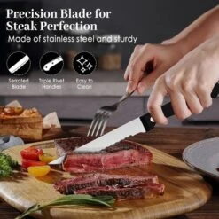 Itopfox Steak Knives Set Of 16 With Serrated Stainless Steel Blades, Triple Rivet Handles, Dishwasher Safe For Home, Restaurant, Parties -Itopfox Shop GUEST 36edc524 a352 4653 b4ce 255e55295eaa