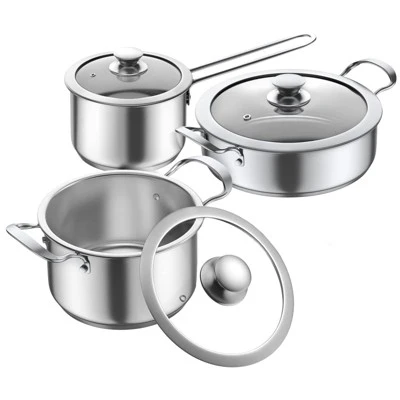 Itopfox Stainless Steel Cookware Set, 6-Piece Nonstick Induction Pots & Pans Set, Works With Gas/Electric Cooktops, Dishwasher Safe 7 Itopfox Stainless Steel Cookware Set, 6-Piece Nonstick Induction Pots & Pans Set, Works With Gas/Electric Cooktops, Dishwasher Safe - Image 7