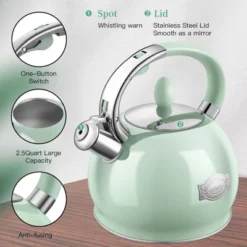Itopfox Stainless Steel Whistling Tea Kettle With Cool Touch Handle, 2.64 Quart Induction Compatible Stovetop Teapot In Mint Green 9 Itopfox Stainless Steel Whistling Tea Kettle With Cool Touch Handle, 2.64 Quart Induction Compatible Stovetop Teapot In Mint Green -Itopfox Shop GUEST 37be046a 69d4 4f1a bcbe 1ed70fbc4916