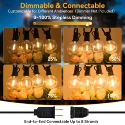 Itopfox 100ft Outdoor String Lights Waterproof Connectable Dimmable With 62 LED Shatterproof Bulb UL Listed G40 Globe Patio Lights For Backyard Porch -Itopfox Shop GUEST 38e0f52d da02 485a 890a bf35c69bcda0