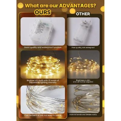 Itopfox Fairy Lights With Remote, 100 LED Waterproof String Lights Indoor Outdoor, Starry Twinkle Light For Christmas Home Bedroom Wedding DIY 2 Itopfox Fairy Lights With Remote, 100 LED Waterproof String Lights Indoor Outdoor, Starry Twinkle Light For Christmas Home Bedroom Wedding DIY - Image 2