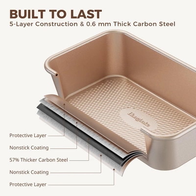 Itopfox 9-Piece Nonstick Baking Pans Set With Diamond Texture, Includes Cookie Sheet, Cake Pan, Roasting Pan, Muffin Tin, Gold 7 Itopfox 9-Piece Nonstick Baking Pans Set With Diamond Texture, Includes Cookie Sheet, Cake Pan, Roasting Pan, Muffin Tin, Gold - Image 7