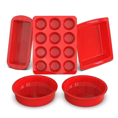 Itopfox 5-Piece Silicone Baking Pans Set - Nonstick Bakeware With Loaf Pan, Muffin Pan, Square & Round Cake Pans - Oven & Dishwasher Safe 5 Itopfox 5-Piece Silicone Baking Pans Set - Nonstick Bakeware With Loaf Pan, Muffin Pan, Square & Round Cake Pans - Oven & Dishwasher Safe - Image 5