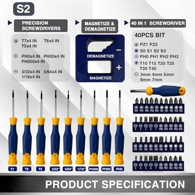 Itopfox Magnetic Screwdriver Set 66-Piece, S2 Alloy Steel, Includes Slotted/Phillips/Torx Mini Precision Screwdrivers, Replaceable Bits With Toolbox 5 Itopfox Magnetic Screwdriver Set 66-Piece, S2 Alloy Steel, Includes Slotted/Phillips/Torx Mini Precision Screwdrivers, Replaceable Bits With Toolbox - Image 5