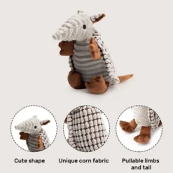 Itopfox Plush Dog Squeaky Toy Stuffed Armadillo Animal Pet Puppy Chew Toys For Small Medium Large All Breed Sizes Dogs, Gray -Itopfox Shop GUEST 404e9369 4ae1 41fd 9e00 0781a06d8926