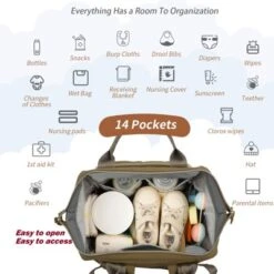 Itopfox Large Capacity Diaper Backpack For Parents With Multiple Pockets, Insulated Compartments, And Stroller Hooks, Beige -Itopfox Shop GUEST 41347eaf 84bc 48fb 99c5 1feeed0b964e