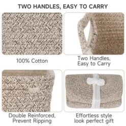 Itopfox 3-Pack Small Storage Baskets For Organizing, Woven Shelf Toy Basket, Rope Baskets For Gifts Empty, Closet Organizer Bins With Handles -Itopfox Shop GUEST 4182b568 aff2 4244 aaa9 f384ee6913b3