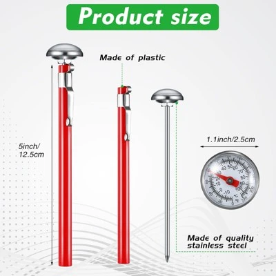 Itopfox 6 Pcs Stainless Steel Kitchen Thermometer With Long Stem For Oven Probe Meat Grill BBQ Cooking Chocolate Water Milk Frothing (Red) 1 Itopfox 6 Pcs Stainless Steel Kitchen Thermometer With Long Stem For Oven Probe Meat Grill BBQ Cooking Chocolate Water Milk Frothing (Red)