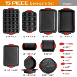 Itopfox 15-Piece Premium Nonstick Bakeware Set With Cookie Sheets, Muffin Pan, Cake Pan & Kitchen Utensils - Black 9 Itopfox 15-Piece Premium Nonstick Bakeware Set With Cookie Sheets, Muffin Pan, Cake Pan & Kitchen Utensils - Black -Itopfox Shop GUEST 4507b49a 4f85 48fc a38d 0845f7285743