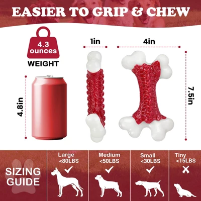 Itopfox Tough Chew-Proof Dog Toys For Aggressive Chewers, Large Breed Nylon Bone Toy, Almost Indestructible For Dogs 2 Itopfox Tough Chew-Proof Dog Toys For Aggressive Chewers, Large Breed Nylon Bone Toy, Almost Indestructible For Dogs - Image 2