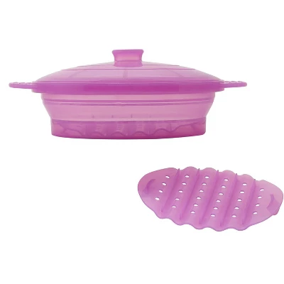 Itopfox Microwave Steamer Cooker Collapsible Bowl With Handle & Lid For Vegetables, Fish, Meal Prep - BPA Free, Dishwasher Safe, Easy Storage, Purple 7 Itopfox Microwave Steamer Cooker Collapsible Bowl With Handle & Lid For Vegetables, Fish, Meal Prep - BPA Free, Dishwasher Safe, Easy Storage, Purple - Image 7