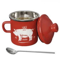 Itopfox Mini Bacon Grease Container With Strainer - Enamel Grease Saver, Farmhouse Bacon Grease Keeper For Kitchen Fat Storage, Dishwasher Safe -Itopfox Shop GUEST 46fe7fa4 2f93 4d89 af5a c16b1942144e