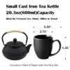 Itopfox Small Cast Iron Teapot With Stainless Steel Infuser For Loose Leaf Tea & Coffee, Stovetop Safe, Enamel Interior, Japanese Style, Black