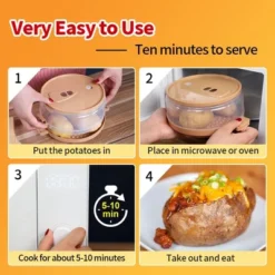 Itopfox Microwave Baked Potato Cooker Cooks In Minutes Tender & Fluffy, Baking Potato Cooker For Microwave Oven, Twice Baked Potatoes Steamer -Itopfox Shop GUEST 481c5ba8 05ae 473f a1f8 6e6b68da82ab