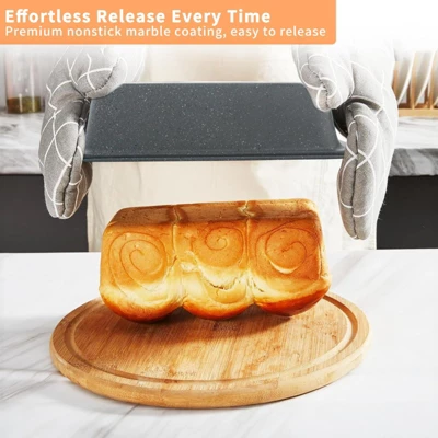 Itopfox 5-Piece Nonstick Bakeware Set With Grey Marble Coating, Carbon Steel Baking Pans For Oven, Includes Round & Square Cake Pan, Muffin Tin 2 Itopfox 5-Piece Nonstick Bakeware Set With Grey Marble Coating, Carbon Steel Baking Pans For Oven, Includes Round & Square Cake Pan, Muffin Tin - Image 2