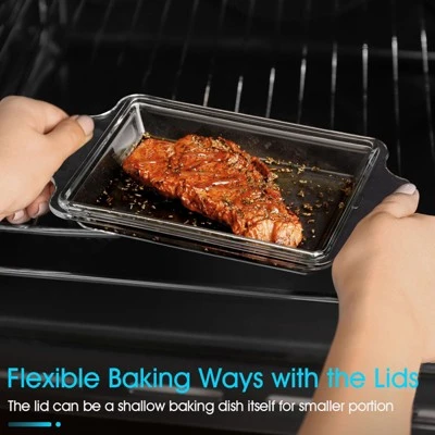 Itopfox Set Of 2 Glass Casserole Dishes With Lids, Oven Safe Rectangular Baking Dishes For Cooking, Roasting, And Serving Meals 6 Itopfox Set Of 2 Glass Casserole Dishes With Lids, Oven Safe Rectangular Baking Dishes For Cooking, Roasting, And Serving Meals - Image 6