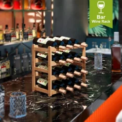 Itopfox Bamboo Wine Rack Storage Cabinet Shelf For 16 Bottles, Countertop Sturdy Kitchen Dining Room Pantry - 4 Tiers (Natural) -Itopfox Shop GUEST 4a21d8d1 89b9 486d a014 c4a4f8b5567c