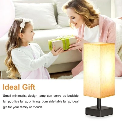 Itopfox Small Table Lamp For Bedroom - Minimalist Night Stand Light With Square Fabric Shade, Desk Reading Lamp For Kids Room Living Room Office Dorm 4 Itopfox Small Table Lamp For Bedroom - Minimalist Night Stand Light With Square Fabric Shade, Desk Reading Lamp For Kids Room Living Room Office Dorm - Image 4