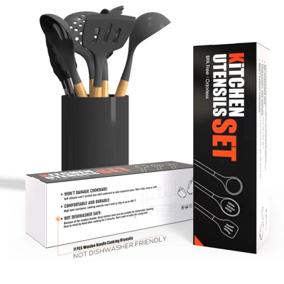 Itopfox Silicone Cooking Utensils Set - Heat Resistant Kitchen Tools With Spatula, Turner, Spoon, Brush, Whisk For Nonstick Cookware, BPA Free (Gray) 1 Itopfox Silicone Cooking Utensils Set - Heat Resistant Kitchen Tools With Spatula, Turner, Spoon, Brush, Whisk For Nonstick Cookware, BPA Free (Gray)