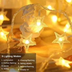 Itopfox Star String Lights Plug In - 100 LED Star Fairy Lights With Remote & Timer, Waterproof For Indoor Outdoor Décor, Warm White