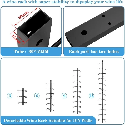 Itopfox 2 Pack Wall Mounted Wine Rack For 24 Bottles, Detachable Wine Storage Organizer Display Holder For Kitchen, Dining Room, Bar, Wine Cellar 5 Itopfox 2 Pack Wall Mounted Wine Rack For 24 Bottles, Detachable Wine Storage Organizer Display Holder For Kitchen, Dining Room, Bar, Wine Cellar - Image 5