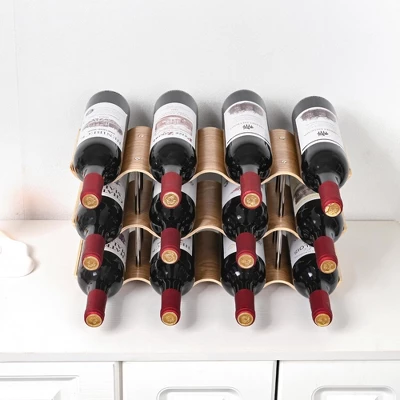 Itopfox Countertop Wine Rack - 12 Bottle Freestanding Wine Holder Stand - 3 Tier Wooden Storage - Wavy Organizer For Cabinet Pantry Kitchen Bar 5 Itopfox Countertop Wine Rack - 12 Bottle Freestanding Wine Holder Stand - 3 Tier Wooden Storage - Wavy Organizer For Cabinet Pantry Kitchen Bar - Image 5