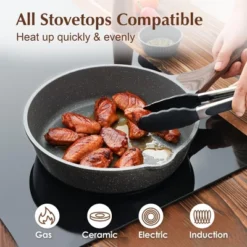 Itopfox Nonstick Skillet With Lid, Deep Frying Pan, Saute Pan, Stay-cool Handle, Healthy Stone Cookware, Induction Compatible -Itopfox Shop GUEST 5149fce2 5f27 4642 b08e 8a86e1349b15